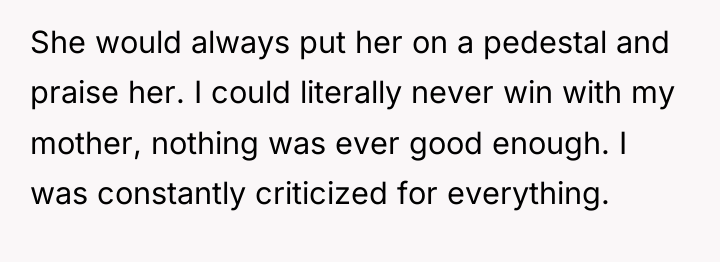 She would always put her on a pedestal and praise...
