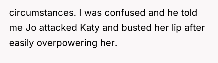circumstances. I was confused and he told me Jo attacked...