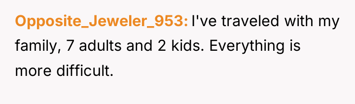 Opposite_Jeweler_953 I've traveled with my family, 7 adults and 2...