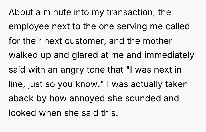 About a minute into my transaction, the employee next to...