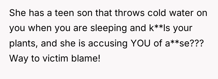 She has a teen son that throws cold water on...