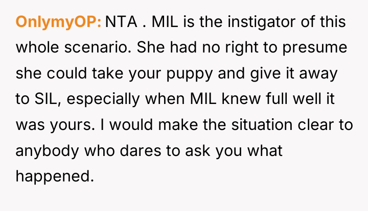 OnlymyOP NTA . MIL is the instigator of this whole...