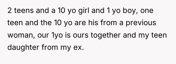 2 teens and a 10 yo girl and 1 yo...