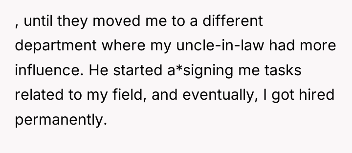 , until they moved me to a different department where...