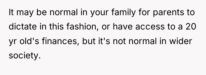 It may be normal in your family for parents to...