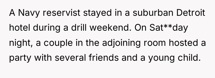 A Navy reservist stayed in a suburban Detroit hotel during...