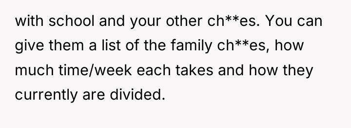 with school and your other ch**es. You can give them...