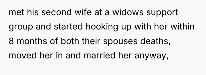 met his second wife at a widows support group and...