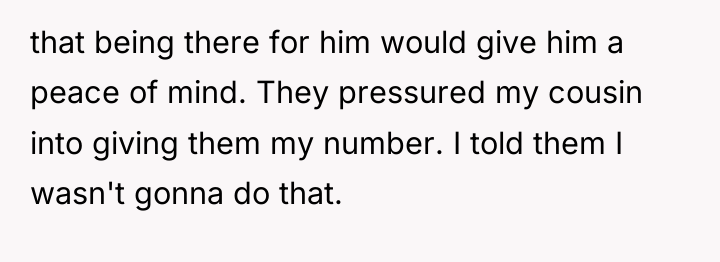 that being there for him would give him a peace...