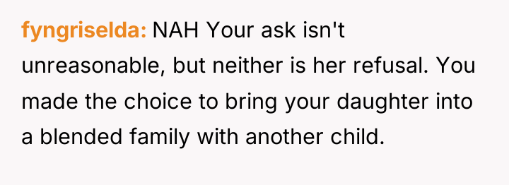 fyngriselda NAH Your ask isn't unreasonable, but neither is her...