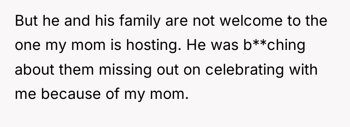 But he and his family are not welcome to the...