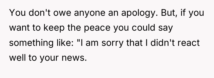 You don't owe anyone an apology. But, if you want...