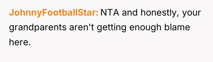 JohnnyFootballStar NTA and honestly, your grandparents aren't getting enough blame...