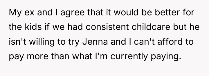 My ex and I agree that it would be better...