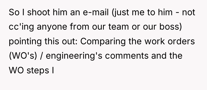 So I shoot him an e-mail (just me to him...