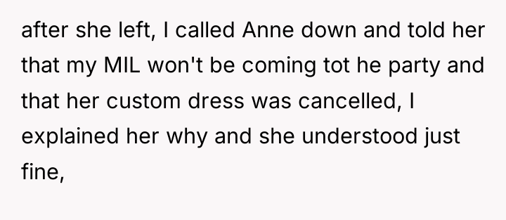 after she left, I called Anne down and told her...