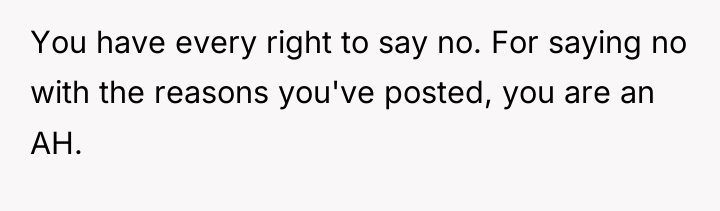 You have every right to say no. For saying no...