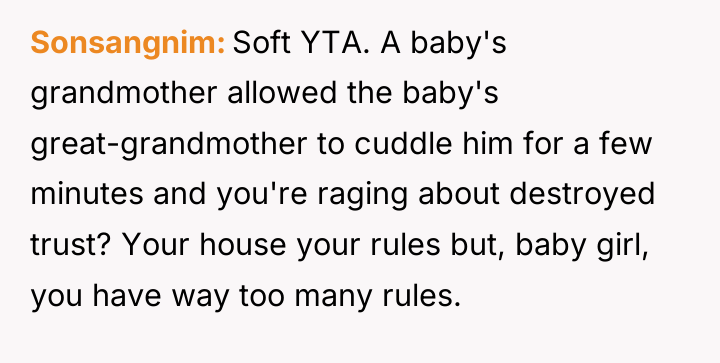 Sonsangnim Soft YTA. A baby's grandmother allowed the baby's great-grandmother...