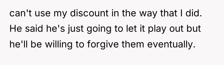 can't use my discount in the way that I did....