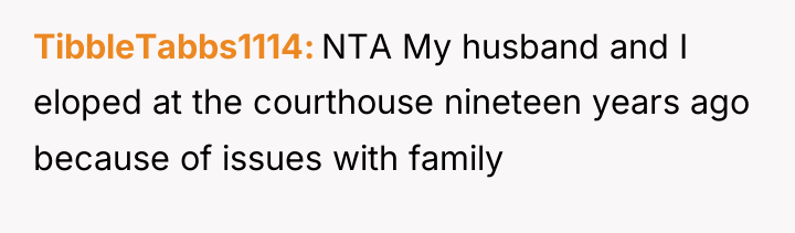 TibbleTabbs1114 NTA My husband and I eloped at the courthouse...