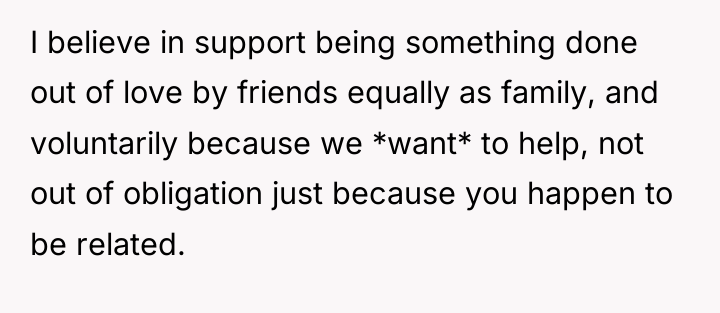 I believe in support being something done out of love...