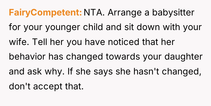 FairyCompetent NTA. Arrange a babysitter for your younger child and...