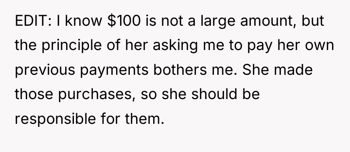EDIT: I know $100 is not a large amount, but...