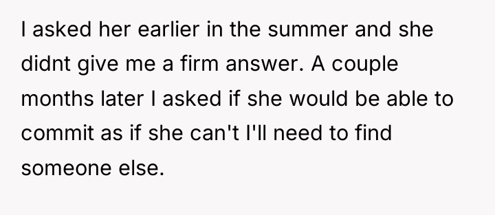 I asked her earlier in the summer and she didnt...