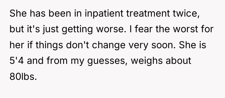 She has been in inpatient treatment twice, but it's just...