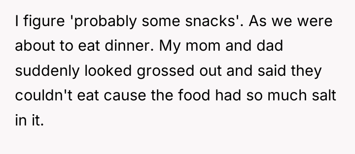 I figure 'probably some snacks'. As we were about to...