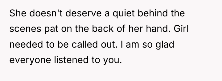 She doesn't deserve a quiet behind the scenes pat on...