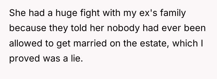She had a huge fight with my ex's family because...