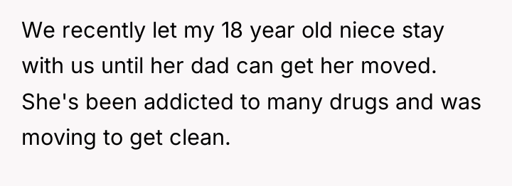 We recently let my 18 year old niece stay with...
