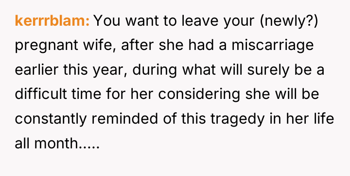 kerrrblam You want to leave your (newly?) pregnant wife, after...