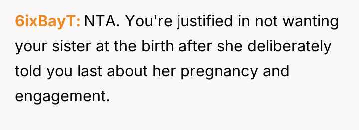 6ixBayT NTA. You're justified in not wanting your sister at...