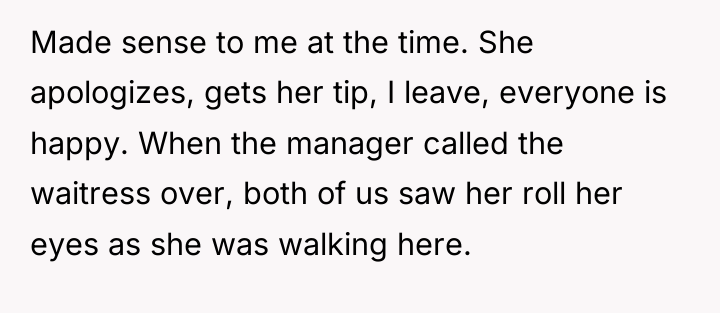 Made sense to me at the time. She apologizes, gets...