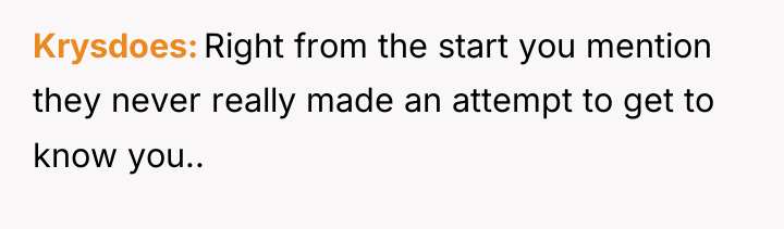 Krysdoes Right from the start you mention they never really...