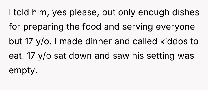 I told him, yes please, but only enough dishes for...