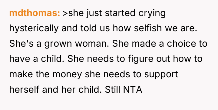 mdthomas >she just started crying hysterically and told us how...