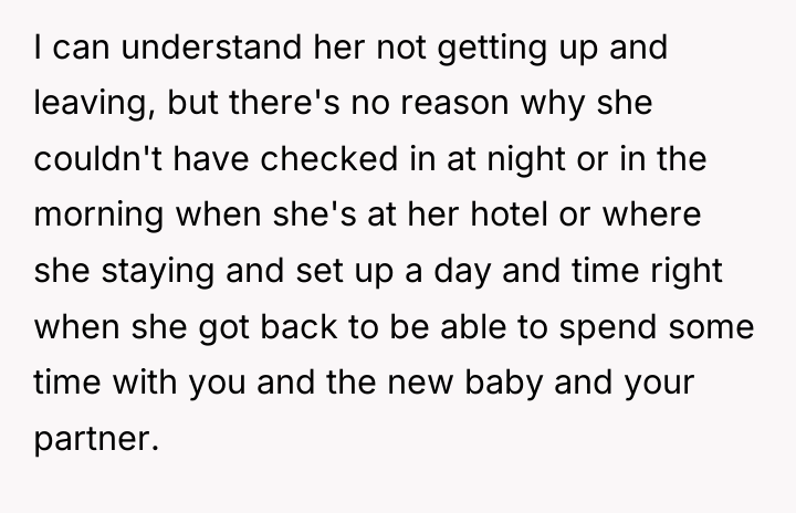 I can understand her not getting up and leaving, but...