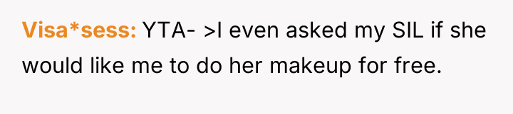 Visa*sess YTA- >I even asked my SIL if she would...