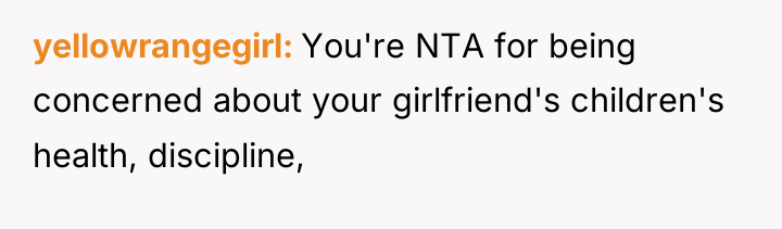 yellowrangegirl You're NTA for being concerned about your girlfriend's children's...