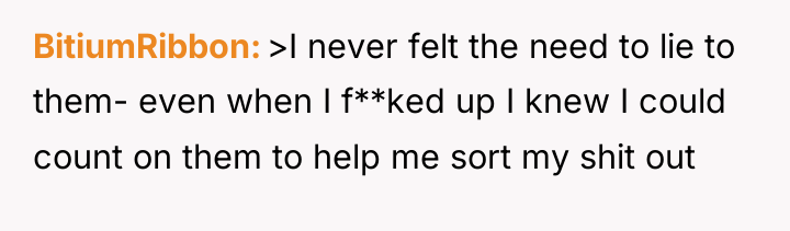 BitiumRibbon >I never felt the need to lie to them-...