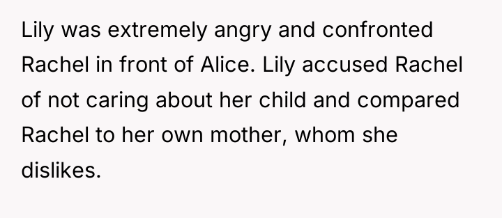 Lily was extremely angry and confronted Rachel in front of...