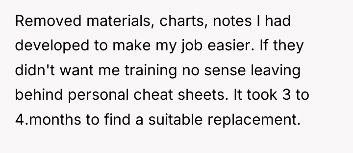 Removed materials, charts, notes I had developed to make my...