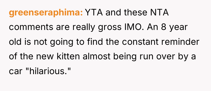 greenseraphima YTA and these NTA comments are really gross IMO....