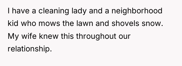 I have a cleaning lady and a neighborhood kid who...
