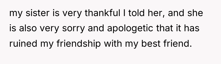 my sister is very thankful I told her, and she...