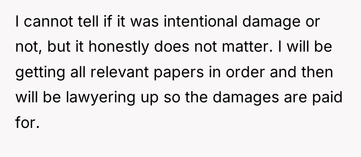 I cannot tell if it was intentional damage or not,...