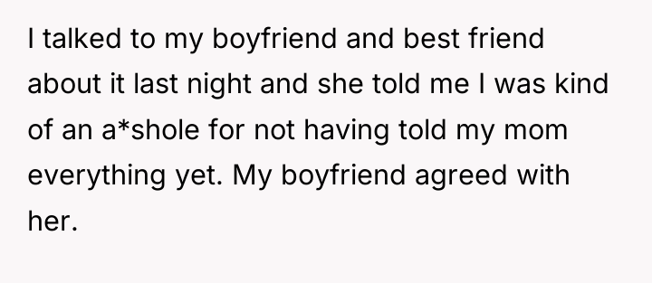 I talked to my boyfriend and best friend about it...